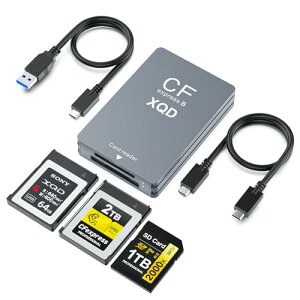�y2025�V���f���zCFexpress Type B/XQD/SD 3-in-1 �J�[�h���[�_�[�bUSB-C/USB-A�EUSB3.2 Gen2 10Gbps�����]���E����`���b�A���~������̐��^�EType-C/A�P�[�u���t���bWindows/Mac/Linux/Android/iOS