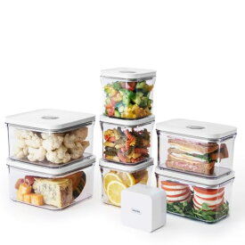VAKUEN プレミアム真空保存容器&全自動食品シーラー機 ショート8点セット バルブで便利開閉 BPAフリー 100%漏れ防止 非真空保存の容器よりも最大5倍長く食品を新鮮に保存可能 (OT-BASIC SET/8P)