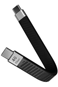 EzoR Flex USB-C to USB-C �Z���P�[�u�� 13.5cm ���` �f�[�^�]���E�[�d�P�[�u�� PD�[�d 0.13m USBC - USBC Type-C to Type-C �t���b�g�P�[�u�� Thunderbolt 3 / 4 �����f�[�^�]�� �����[�d (USB4)