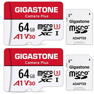 �y5�zGIGASTONE �}�C�N��sd�J�[�h 64GB 2�Z�b�g Camera Plus microSDXC UHS-I A1 V30 U3 C10 95MB/s �t��HD ���� SD�A�_�v�^�[2���t��