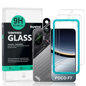 Ibywind Xiaomi Poco F7 5G �K���X�t�B���� 2 ���ی�t�B���� �K�C�h�g�t�� �����Y�J�o�[�i1���j�w�ʃV�[�g�i1���j ���菝�h�~�ϏՌ��d�x 9H�����K���X�t�B�����y���炩�Ȏ�G��z�y�C�A�[���z�y�w