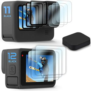 �y9���zFitStill �����K���X�t�B�����Z�b�g �ɓK�pGo Pro Hero 12/ Hero 11/Hero 10 / Hero 9 Black �A���`�X�N���b�` | ���C����ʗp3�� + �T�u��ʗp3��+LED�ی�t�B����3��+�V���R�������Y�ی�J�o�[1��