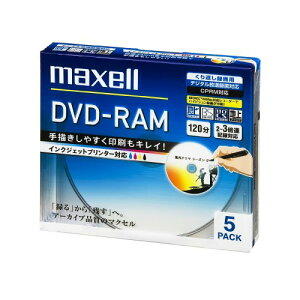 maxell �^��p DVD-RAM 120�� 3�{�� �C���N�W�F�b�g�v�����^�z���C�g(���C�h���) 5�� 5mm�P�[�X�� DM120PLWPB.5S