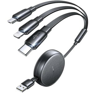 LISEN 3in1 �[�d�P�[�u�� �������, 1m �܂��Ƃ�[�d�P�[�u�� c, ���ϋv �}���` �[�d�R�[�h 3in1 USBA toType C/Lightning/Micro 3�䓯�����d�\ [�L�k�� ���ݖh�~] �^�C�vC iPhone 17 Air 16 15 14 Pro Max/Galaxy S25