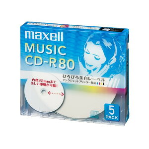 maxell ���y�p CD-R 80�� �C���N�W�F�b�g�v�����^�z���C�g(���C�h���) 5�� 5mm�P�[�X�� CDRA80WP.5S