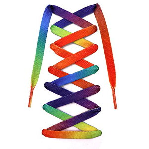 [Teeoff] Flat Printed Shoelaces Shoe Laces for Sneakers �t���b�g�v�����g�C�Ђ��A�X�j�[�J�[�p�V���[���[�X�A�f�U�C�i�[Fun Shoestring (120 CM, Rainbow Gradient)