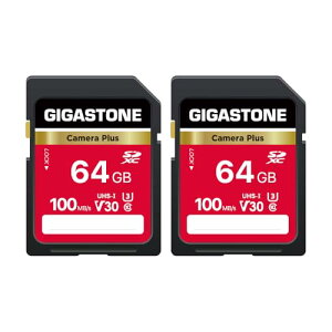 �y5�zGIGASTONE 64GB SD�J�[�h 2�Z�b�g Camera Plus SDXC UHS-I V30 U3 C10 100MB/s �������[�J�[�h ���� �t��HD �r�f�I �f�W�^���J���� �~�j�P�[�X2�t��