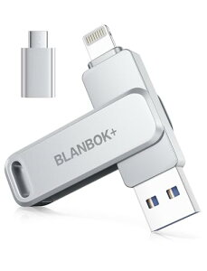 �yApple MFi�F�� iphone �f�[�^�ۑ��zUSB������ BLANBOK+ 128GB usb������ �������[�X�e�B�b�N Lightning/type-c�R�l�N�^���� �e�ʕs������ �ʐ^�ۑ��p �O�t�������� iPhone17/16/15//14/13 /12/iPad/iPod/Win/Mac���p