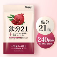 鉄分 21mg (240日分) 鉄サプリ 葉酸 鉄分不足 持続型 錠剤 日本製 Vitanad+（ビタナッド）