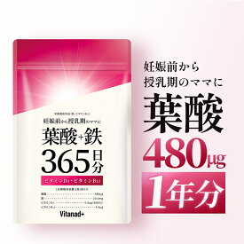 葉酸 鉄分 365日分 サプリ 妊活 妊婦 妊娠 授乳 (1粒に 葉酸 480μg + 鉄 10mg) 日本製 Vitanad+（ビタナッド）