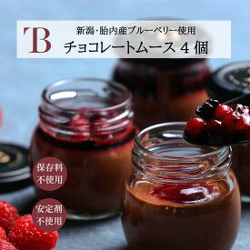 バレンタイン ギフト スイーツ 燕三条Bit 新潟胎内産ブルーべリーを使用したチョコレートムース 【4個セット】 ムース チョコ　ベリー　ギフト スイーツ　お菓子　洋菓子　新潟　お土産 個包装　誕生日　贈答品　瓶　ボックス　手土産 パーティー お中元