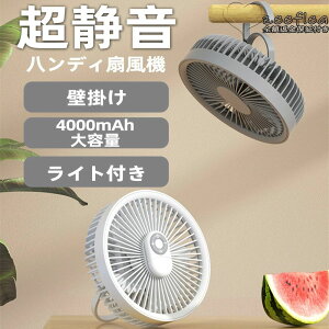 卓上扇風機 壁掛け 吊り下げ 扇風機 LED照明機能付き 3段階風量調節 静音 安全 小型扇風機 USB充電 キャンプ 外出用