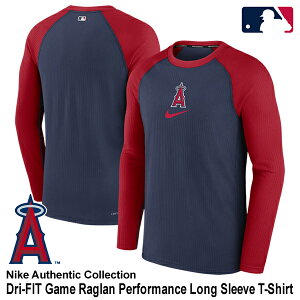 yziCLiNIKEj TVc  T[XEG[X Dri-FIT Game Raglan Performance Long Sleeve T-Shirt Authentic Collection MLB Los Angeles Angelss NAC1-046N-ANG-8WD