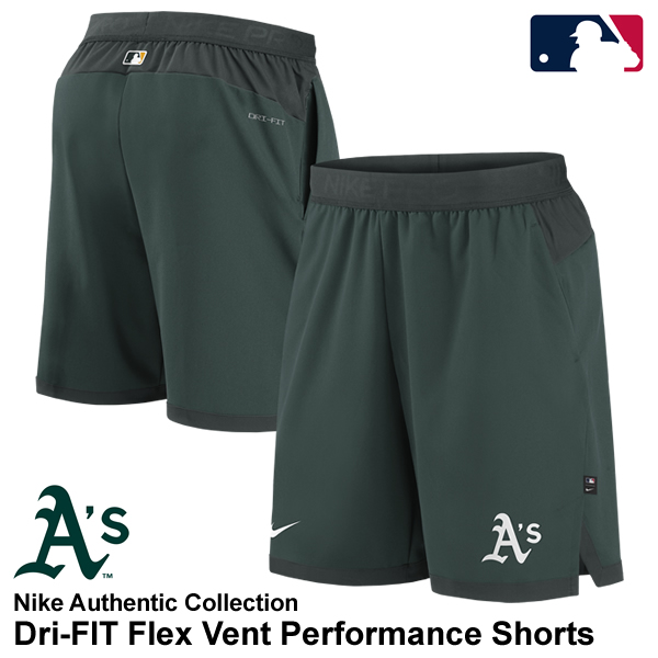ナイキ（NIKE） Dri-FIT Flex Vent Performance Shorts オークランド・アスレチックス Authentic Collection MLB Oakland Athletics NACA-11TL-FZ-8WG ショートパンツ