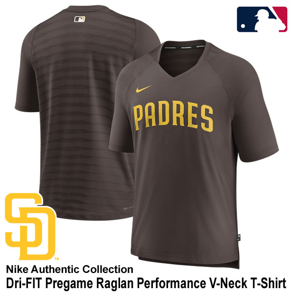 在庫一掃売り切りセールナイキ（NIKE） Tシャツ サンディエゴ・パドレス Dri-FIT Pregame Raglan Performance V-Neck T-Shirt Authentic Collection MLB San Diego Padres NACS-20Q-PYP-8WB