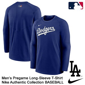 【あす楽対応】ナイキ（NIKE）　Tシャツ（長袖）　ロサンゼルス・ドジャース　Men's PreGame Long Sleeve T-Shirt　MLB Los Angeles Dodgers　NKM8-11L6-LD-ITC　野球用品　2022SS