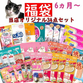 猫 福袋 フード 多頭飼い キャットフード 詰め合わせ 34点 セット 子猫 ドライフード チュール おやつ ウェット おもちゃ付き 猫 かりかり ス デンタルケア 子ねこ とろリッチ ちゃおちゅーる チャオチュール 総合栄養食 まぐろ とりささみ 焼きささみ