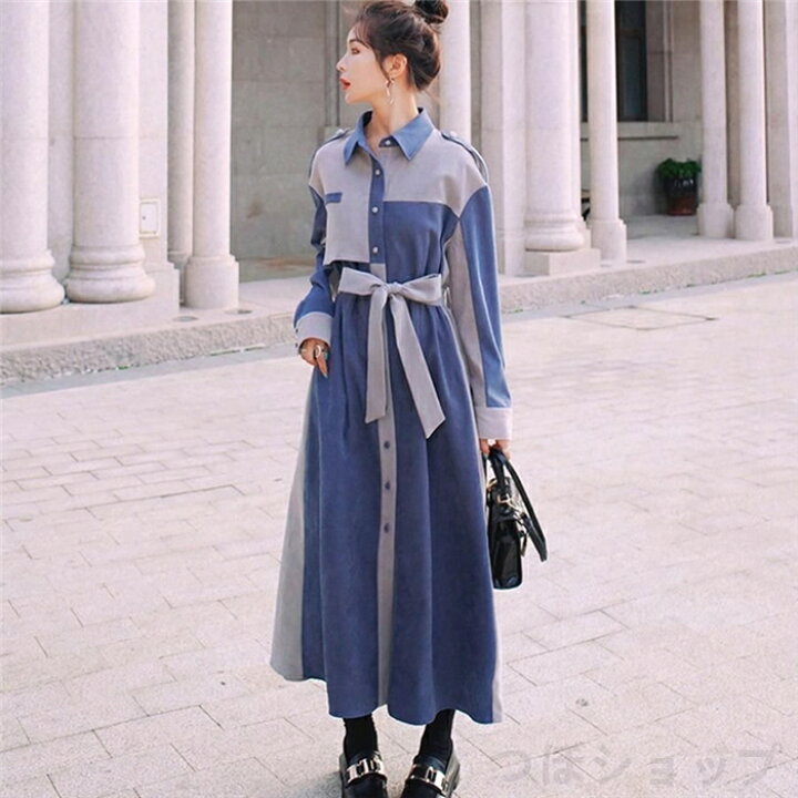 楽天市場】シャツワンピース ロング レディース 長袖 ミモレ丈 