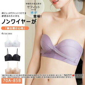 ストラップレスブラ ブラジャー チューブトップ ドレス インナー シームレス ノンワイヤー バストアップ 肩ひもなし ベアトップ ズレにくい 脇高 盛れる 谷間