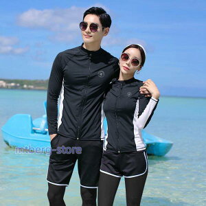 水着 上下セット 長袖 ペアルック水着 ラッシュガード 体型カバー ペア 女性 男性 プール UVカット UV対策 紫外線対策 ins風 フィットネス水着 単品売り