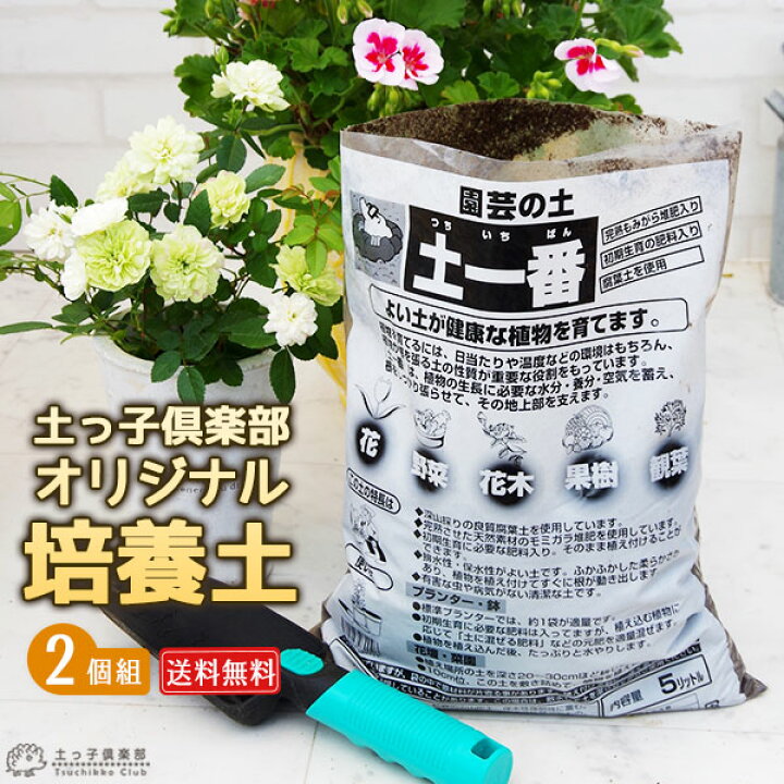 楽天市場 園芸の土 土一番 5リットル 送料無料 2個セット 花と緑の専門店 土っ子倶楽部