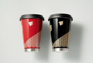 URUSHI MOBILE TUMBLER(うるしモバイルタンブラー)波千鳥(なみちどり) / SHU(朱)・ KURO(黒)持ち歩ける「スクリュー式」のフタを採用しました【誕生日 / 還暦祝い / プレゼント / ギフト】