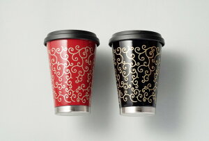 URUSHI MOBILE TUMBLER(うるしモバイルタンブラー)唐草(からくさ) / SHU(朱)・ KURO(黒)持ち歩ける「スクリュー式」のフタを採用しました【誕生日 / 還暦祝い / プレゼント / ギフト】