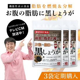 送料無料【定期コース】 お腹の脂肪に黒しょうが 機能性表示食品 30粒/30日分×3 ブラックジンジャー 黒生姜 黒ショウガ サプリ ダイエット サプリメント 脂肪燃焼 分解 メール便送料無料 【3袋定期コース】