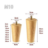 4本セット ソファ 脚 6cm 家具脚 木製、テーブル 脚 木 6から70 Cm高さ 無垢材 M6 M8 M10 規格 ボルト付…