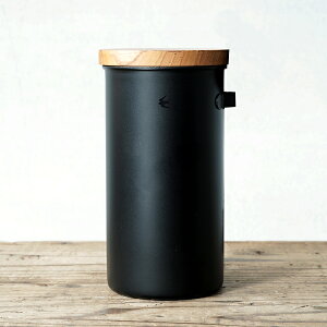 TSUBAME Canister Colors Black / Hookツバメ キャニスター フック付き(※スプーンは別売り) コーヒー豆 コーヒー粉 茶葉 保存容器ステンレス製 / 天然木のフタ付き