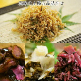 【送料無料】滋味の4種5品詰合せ☆ 3,350円〜【RO4J】ちりめん山椒、味付しば漬、刻みすぐき、胡瓜の赤しそ漬