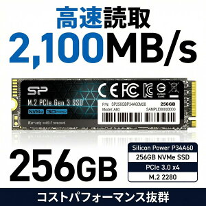 �V���R���p���[ SSD 256GB M.2 2280 PCIe3.0×4 NVMe1.3 P34A60 ����SSD 3D NAND ���� �Ǎ�2100MB/s �Q�[�~���OPC �f�X�N�g�b�v �m�[�gPC ����PC ���� �A�b�v�O���[�h �X�g���[�W ���^ ���^ SP256GBP34A60M28