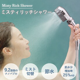 シャワーヘッド ナノバブル マイクロナノバブル ミスティリッチシャワー SH220-2T グレー 美肌 水生活製作所 ミスト 節水 血行促進 保湿 ストップボタン