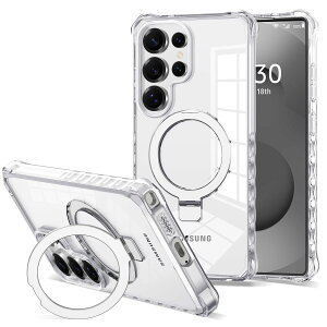 JQRZAOAK �N���A Samsung Galaxy S2025 �P�[�X 6.9�C���` ���C�����O�X�^���h�t�� [Mag-Safe�Ή�] �~���^���[�O���[�h �E�F�[�u�t���[�� �X�}�z�P�[�X S25 Ultra�p�A�N���A