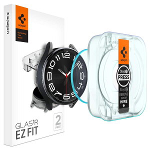 Spigen EZ Fit �K���X�t�B���� Galaxy Watch 6 Classic 43mm �p �\��t���L�b�g�t�� Galaxy Watch6 Classic 43mm �Ή� �ی� �t�B���� 2����