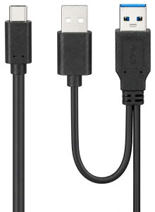 Type-C Y���P�[�u�� USB3.0 USB-A 2�{ �ǉ��d������ 60cm 5Gbps�Ή� Power�{Data USB2.0 Power �O�t��SSD HDD �|�[�^�u���n�[�h�f�B�X�N�p
