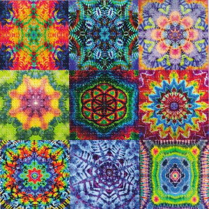 Gdabs �T�C�P�f���b�N�E�u���b�^�[ �A�[�g�v�����g Mandalas Tie Dye X9 LSD blotter art print �������V�[�g/�� 30x30