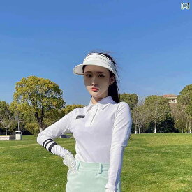 韓国 風 ゴルフ ウェアレディーススーツサマースポーツ 速 乾性 白 長袖 ポロシャツライトグリーンプリーツショートスカート