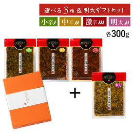 送料無料！辛さを選べる辛子高菜300g 4枚ギフトセット 「漬物語り」小辛・中辛・激辛 漬物 ごはんのお供 ギフト ピリ辛 九州 手土産 酒の肴