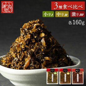 送料無料！福岡県産辛子高菜「漬物語り」小辛・中辛・激辛の3袋が入ったお得なお試しセット 160g×3袋 つまみ ごはんのお供 小袋 漬物 少量 高菜漬け 九州 お取り寄せ 手土産
