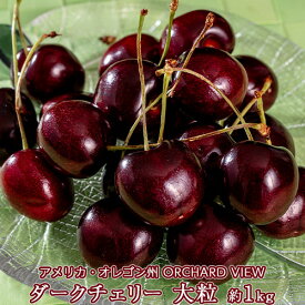 無燻蒸 特大ダークチェリー オーチャードビュー アメリカ オレゴン州産 約1kg（28mm～） 簡易箱 ※冷蔵 送料無料