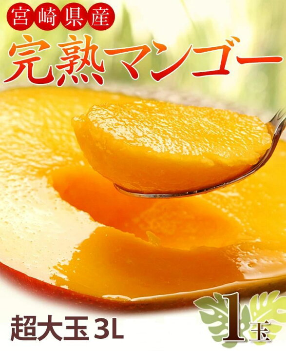 楽天市場】超大玉3L みやざき完熟マンゴー 宮崎県産 1玉 約450g 簡易箱 