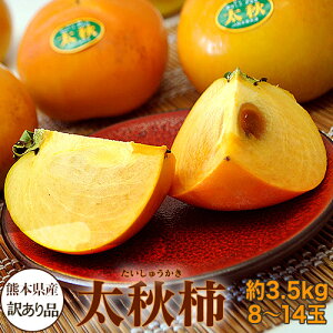 ご自宅用 太秋柿 熊本県産 無印 風袋込 約3.5kg (目安:8〜14玉)※常温 外皮に傷あり 送料無料