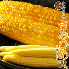 山梨県産　小林さんのとうもろこし きみひめ 親子セット 4本+ベビーコーン7〜9本 約2kg 送料無料 ※冷蔵