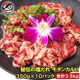 送料無料 塩ダレ 牛タン カルビ 合計 3.5kg 350g×10パック 業務用 焼肉 牛たんカルビ 秘伝の塩だれ 味付け タン たん 仙台名物 ぎゅうたん 加工牛肉 たん塩 タン塩 アメリカ産 焼肉丼 鉄板焼き ステーキ BBQ バーベキュー お中元 お歳暮 豊洲市場 ギフト