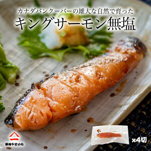 カナダ産 無塩 キングサーモン切身 4切 【1切れ真空】