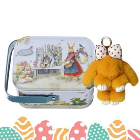 ウサギのキーホルダーチャーム、イースターバニーキーホルダー - リボン付きソフトキーチェーンペンダント バニーバッグペンダント | ぬいぐるみキーチェーン キーチェーンチャーム ブリキボックス付き バッグと携帯電話用