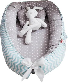 ベビーネストはシンプルで快適で、両側に安全保護機能があり、登りにくい、軽い綿で作られ、枕が装備されており、人間工学に基づいた設計です。