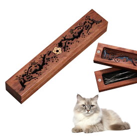猫のひげケース 猫 髭 ケース 遺毛入れ 桐製 木目 梅 彫刻 ペット メモリアルボックス 遺髪 乳歯 爪 収納 記念 木箱 保管 供養 桐箱 小さめ コンパクト 13.5×2.5×2cm 物忘れ 防止 整理 ペット仏具 13.5cm 手元