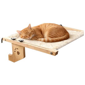 猫用ベッド 窓辺 窓際 ハンモック 木製 窓取り付け 室内用 ペット用品 猫用品 省スペース おしゃれ